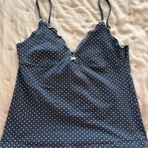 Brandy Melville Navy Polka Dot Tank Top
